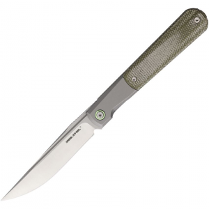 Real Steel 7891 Barlow RB-7 Satin Framelock Knife Green Micarta Handles