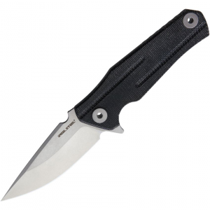 Real Steel 7221 Element Stonewash Framelock Knife Black Micarta Handles