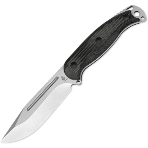 Kizer 1082A3 Ursa Major Satin Clip Point Fixed Blade Knife Black Micarta Handles