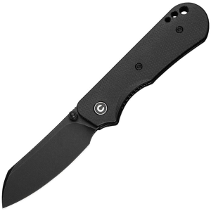 Civivi 240553 Crabby Black Stonewash Sheepsfoot Linerlock Knife Black Micatra Handles
