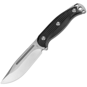 Kizer 1082A1 Ursa Major Satin Clip Point Fixed Blade Knife Black G10 Handles