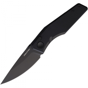 Real Steel 7142BB Spectrum Black Button Lock Knife Black G10 Handles