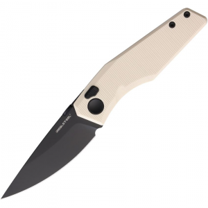 Real Steel 7142IB Spectrum Black Button Lock Knife Ivory G10 Handles