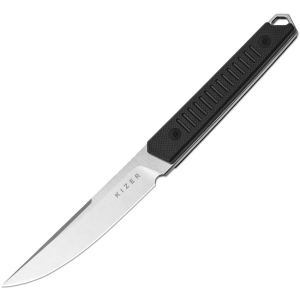 Kizer 1066A4 Kwaiken Satin Fixed Blade Knife Black G10 Handles