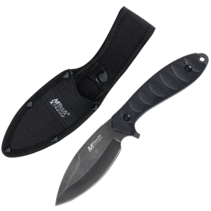 MTech FIX007BKW Black Stonewash Fixed Blade Knife Black G10 Handles
