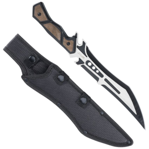 MTech FIX003BK Two-Tone Fixed Blade Knife Black/Brown Wood Handles