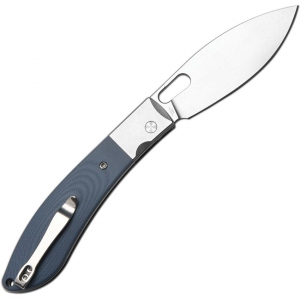 CJRB 1959GY Sasaya Stonewash Drop Point Button Lock Knife Blue/Gray Handles