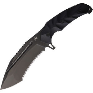 LOTAR Combat F106XBK KOBRA Gen 6 Sigma King Black Serrated D2 Carbon Steel Fixed Blade Knife Black G10 Handles