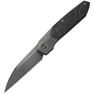 WE 240073 Brr15 Gray Polished Wharncliffe Bolster Lock Knife Gray Titanium/Shreadded Foil Carbon Fiber Handles