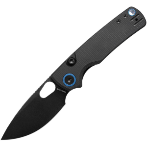 Vosteed A2601 Porcupine Top Black Stonewash Drop Point Linerlock Knife Black Micarta Handles