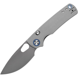 Vosteed A2607 Porcupine Top Drop Point Linerlock Knife Gray G10 Handles