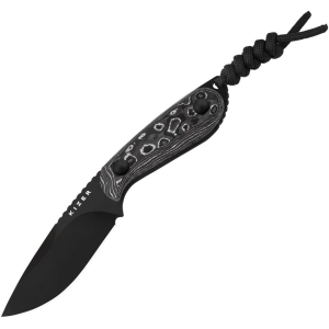 Kizer 1081A9 Buddy Black Drop Point Fixed Blade Knife White Storm Carbon Fiber Handles