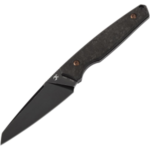 Kansept 011A1 Parr Blackwash Sheepsfoot Fixed Blade Knife Shred Carbon Fiber Handles