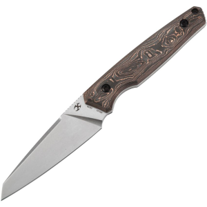 Kansept 011A2 Parr Stonewash Sheepsfoot Fixed Blade Knife Copper Foil Carbon Fiber Handles