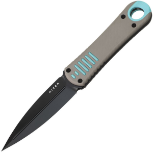 Kizer 1083A3 Hidden Agenda Black Double Edge Dagger Fixed Blade Knife Gray/Blue G10 Handles