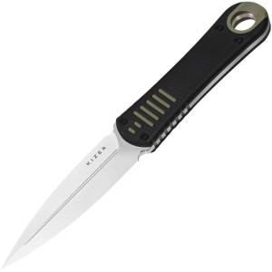 Kizer 1083A2 Hidden Agenda Satin Double Edge Dagger Fixed Blade Knife Black/OD Green G10 Handles