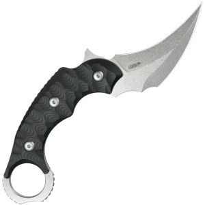 Kubey 448A Velociraptor Stonewash Karambit Fixed Blade Knife Black G10 Handles