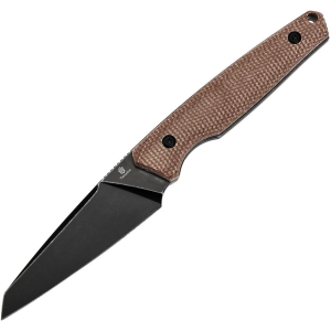 Tenable G011B4 Parr Blackwash Sheepfoot Fixed Blade Knife Brown Micarta Handles