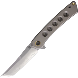 North Mountain Blade 2507H Zero Tanto Framelock Knife Michined Holes Titanium Handles