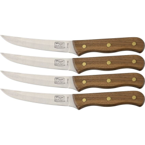 Chicago B144 4 Piece Steak Knife Set with Solid Contoured Walnut Handle