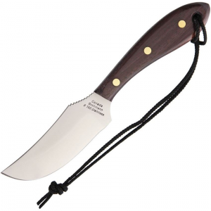 Grohmann 103S Short Skinner Fixed Curved Stainless Blade Knife with Polished Brown Wood Handles