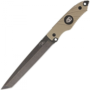 Hoffner 13 Stainless Drop Point Beast Fixed Blade Knife with Khaki Ergonomic G-10 "Grippy" Handle
