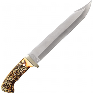 Schrade 181UH Uncle Henry Standard Edge Stainless Bowie Blade Knife with Delrin Stag Handles