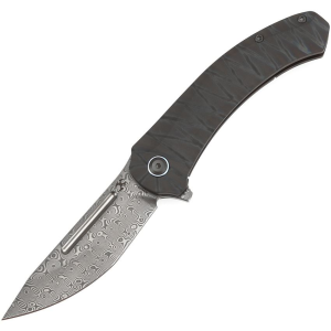 Kansept 1090A5 Hira Damascus Tanto Framelock Knife Flame Titanium Handles