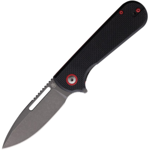 Utica E40 Disruption III Black Stonewash Linerlock Knife Black G10 Handles