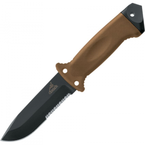 Gerber 1463 Lmf II Infantry Fixed Stainless Blade Knife with Coyote Brown Tpv Overmolded On Nylon Handle