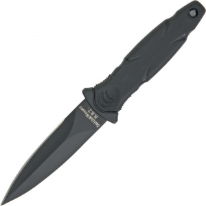 Smith & Wesson HRT3BF HRT Military Boot Fixed Dagger Blade Knife with Black Rubberized Handle