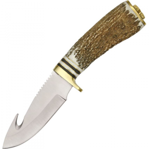 Steel Stag 7000 Guthook Hunter Fixed Blade Knife with Genuine Stag Round Design Handle