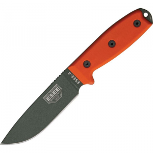 ESEE 4PKOOD Model 4 Plain Edge Fixed Blade Knife with Orange G-10 Handles