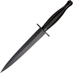 IXL Wostenholm 180BMOD Commando Dagger Fixed Stainless Blade Knife with Grooved Black Cast Metal Handle