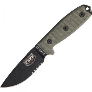 ESEE 3MILSB Model 3MIL Part Serrated Fixed Blade Knife