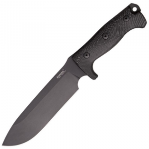 Lion Steel T7B 7 Inch Fixed Black Finish Sleipner Steel Blade Knife with Black Micarta Handles
