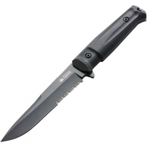 Kizylar 0003 Alpha Tactical Echelon Series Fixed Black Titanium Finish Blade Knife with Black Kraton Handles