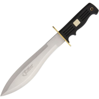 Frost QS577 Quicksilver Bowie Fixed Drop Point Blade Knife with Black Rubber Handle
