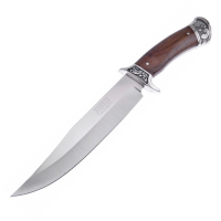 Frost SHP015 Sharps Cutlery Bowie Fixed Clip Point Blade Knife with Brown Wood Handle
