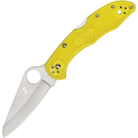 Spyderco 88PYL2 Salt 2 Lockback Folding Pocket Satin Finish Blade Knife with Yellow Textured FRN Handle