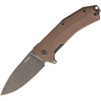 Lion Steel TKURBBR KUR Brown Stonewash Drop Point Linerlock Folding Pocket Knife