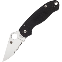 Spyderco 223GPS Para 3 Satin Finish Blade Part Serrated Linerlock Folding Pocket Knife with Black G10 Handle