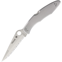 Spyderco 7S PolICE Model Serrated Lockback Folding Pocket Knife with Stainless Handles