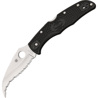 Spyderco 12SBK2 Matriarch Serrated Lockback Folding Pocket Knife with Black FRN Handles
