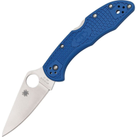 Spyderco 11FPBL Delica Lockback Folding Pocket Knife with Blue Fiberglass Reinforced Nylon Handles