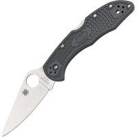 Spyderco 11FPGY Delica Lockback Folding Pocket Knife with Gray Fiberglass Reinforced Nylon Handles