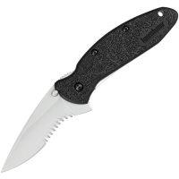Kershaw 1620ST Scallion Serrated Assisted Opening Stainless Linerlock Folding Pocket Knife with Black Polyamide Handles