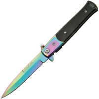 China Made 300102RB Rainbow Stilletto Assisted Opening Stiletto Linerlock Folding Pocket Knife