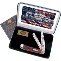 Case SSBRPB Star Spangled Banner Trapper Folding Pocket Knife with Red Bone Handle