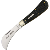 Rough Rider 1143 Coal Miner Hawkbill Folding Pocket Knife with Black Buffalo Horn Handle